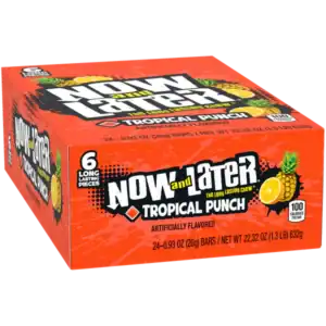 Now and Later Original Chewy Taffy Candy – 24 Bars - Tropical Punch