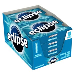 Eclipse Gum (8 Pack), Sugar Free Chewing Gum Bulk Pack, 18 Piece - Peppermint