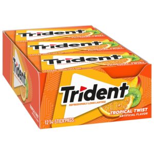 Trident Tropical Twist sugar-free gum 12 packs × 14 pieces (168 total)
