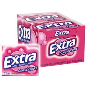 EXTRA Classic Bubble Gum Sugar-Free – 15 Stick Slim Packs, 10 Ct
